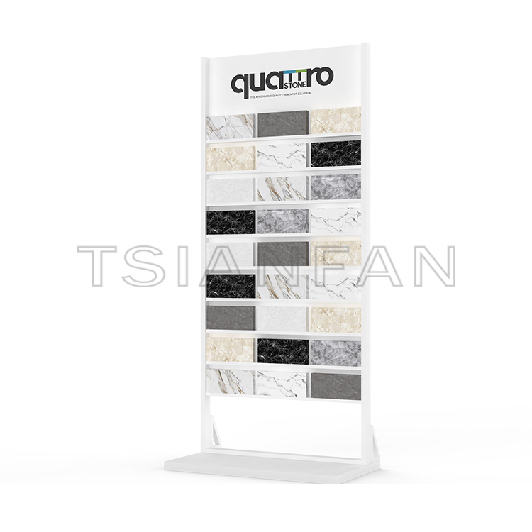 Hot sale Custom Design Metal Marble Ceramic Tile Stone Display Rack Quartz Sample Flooring Stand Showroom cd107