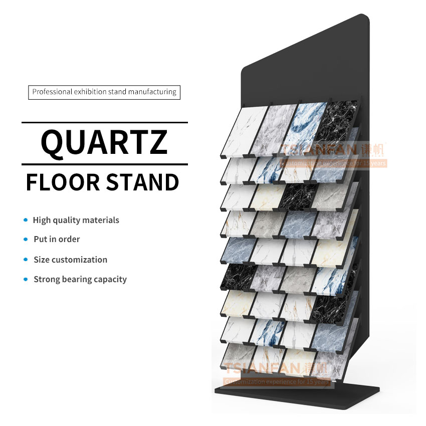 Customize Metal display stand quartz granite marble natural stone sample display flooring stand