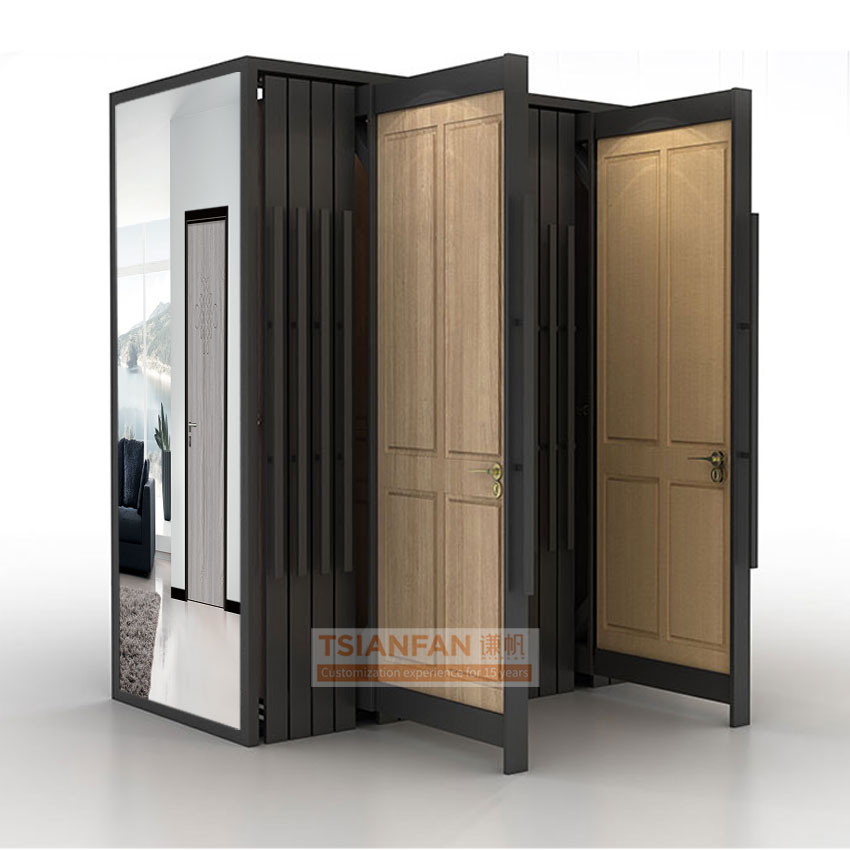 Custom Quality Sliding Door Type Displays Stand Wooden Door Frames Showroom Cabinet