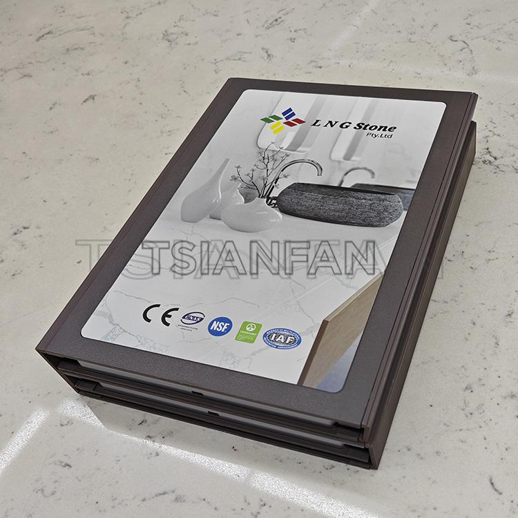 Five-fold custom plastic tile sample booklet tile display units
