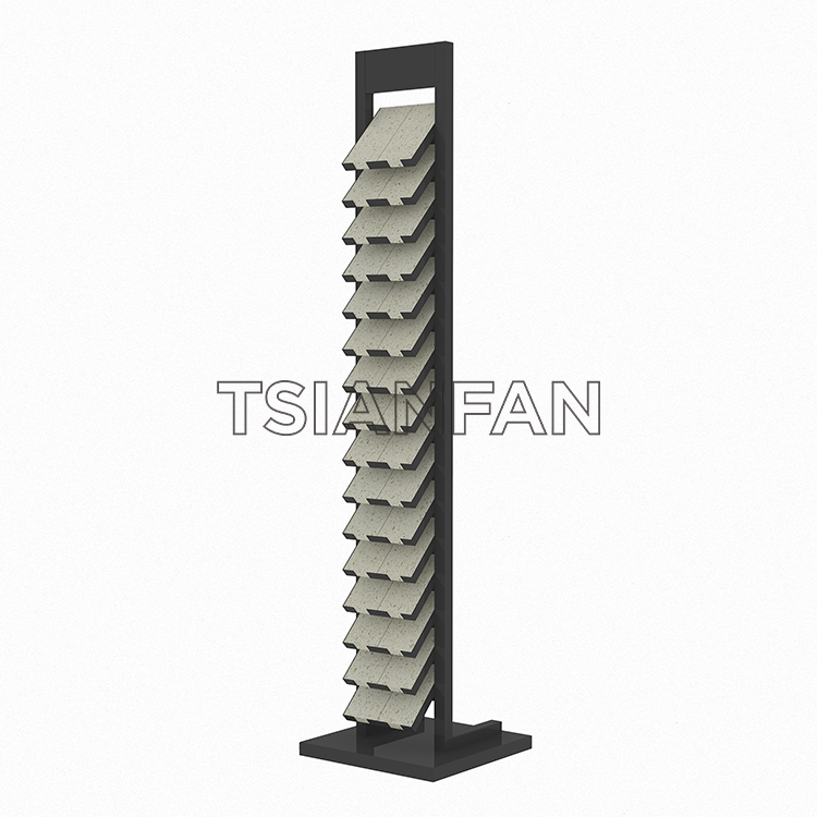 Fashionable Black Metal Quartz Stone Marble Showroom Racks stone display