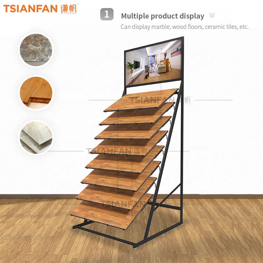 Metal Flooring Displays Shelves Parquet Oak Deck Tile Wooden Flooring Hardwood Sample Display Factory
