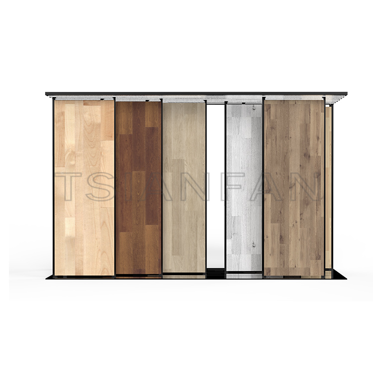 2022 Design push-pull planks hard wood floor tiles Wall panel Sliding display stand-WT4006