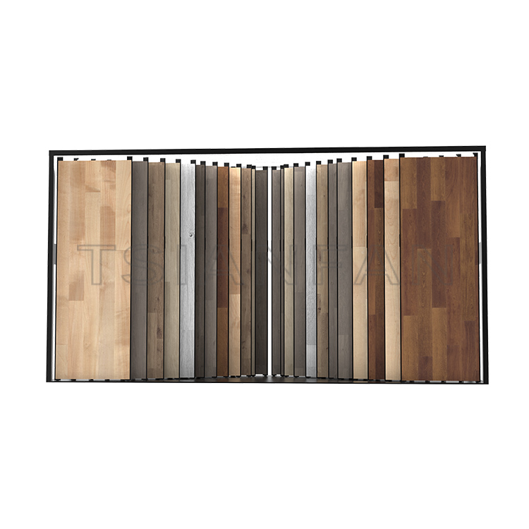 Custom push-pull panels hardwood flooring tile wall panels sliding metal display racks-WT4007