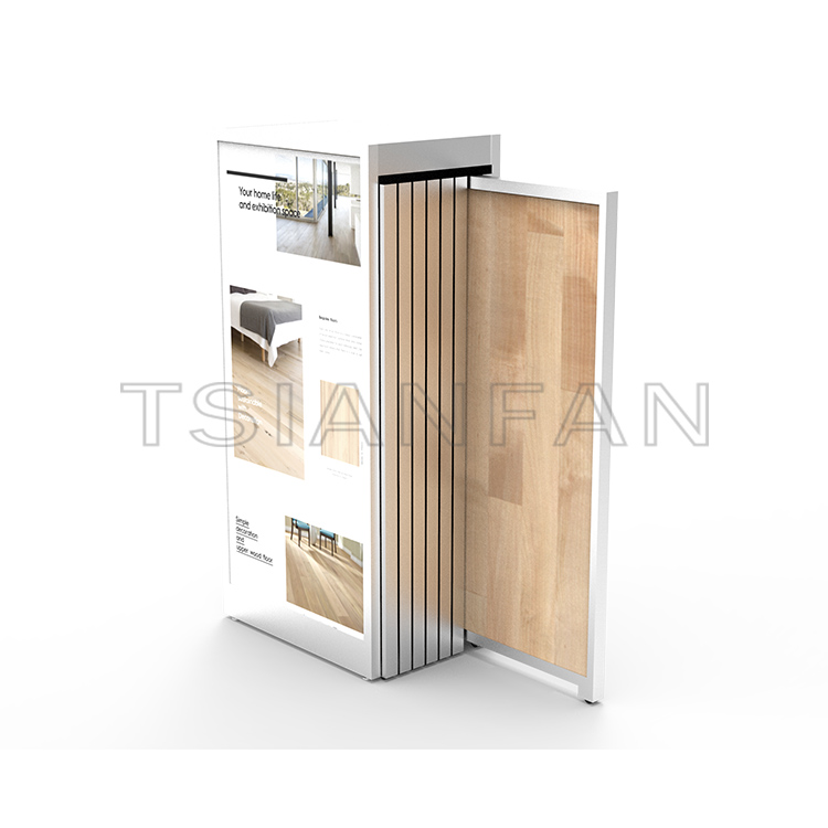 Custom  push-pull panels Wood floor tile wall panels sliding metal display cabinets Shelf-WT4008