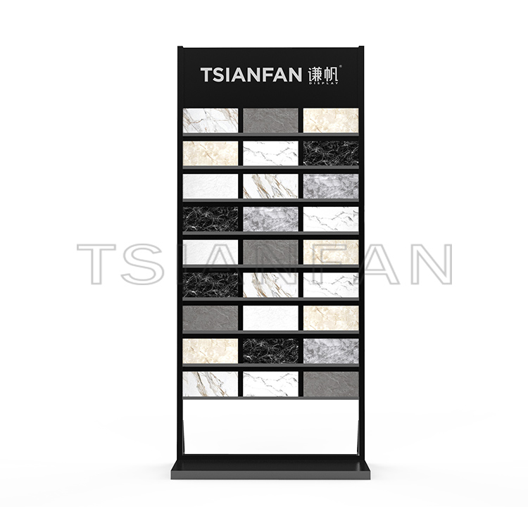 Hot sale Custom Design Metal Marble Ceramic Tile Stone Display Rack Quartz Sample Flooring Stand Showroom cd107