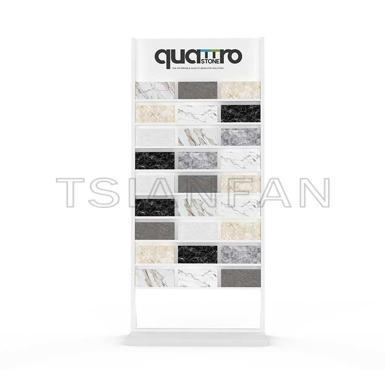 Hot sale Custom Design Metal Marble Ceramic Tile Stone Display Rack Quartz Sample Flooring Stand Showroom cd107