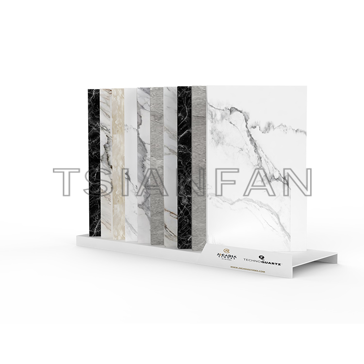 Factory Customize design desktop display stand marble tile quartz marble stone sample Countertop display SR820