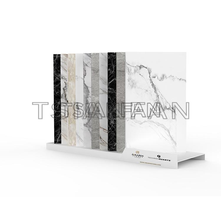 Factory Customize design desktop display stand marble tile quartz marble stone sample Countertop display SR820