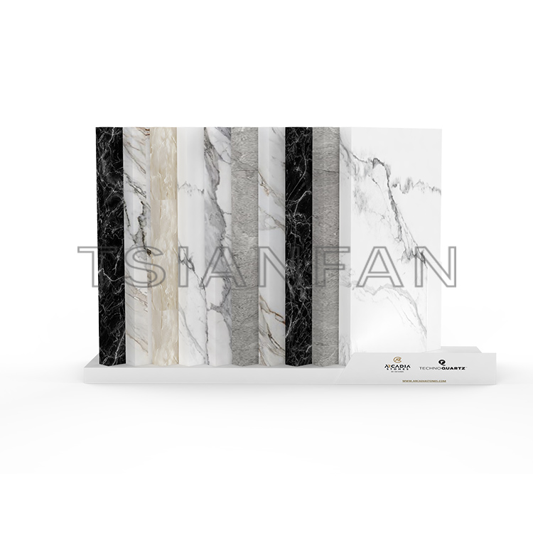 Factory Customize design desktop display stand marble tile quartz marble stone sample Countertop display SR820
