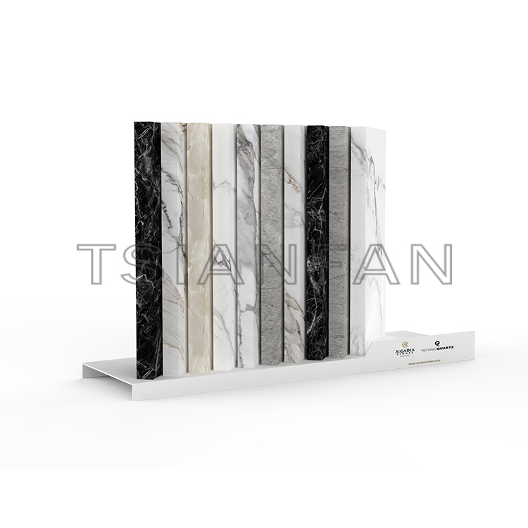 Factory Customize design desktop display stand marble tile quartz marble stone sample Countertop display SR820