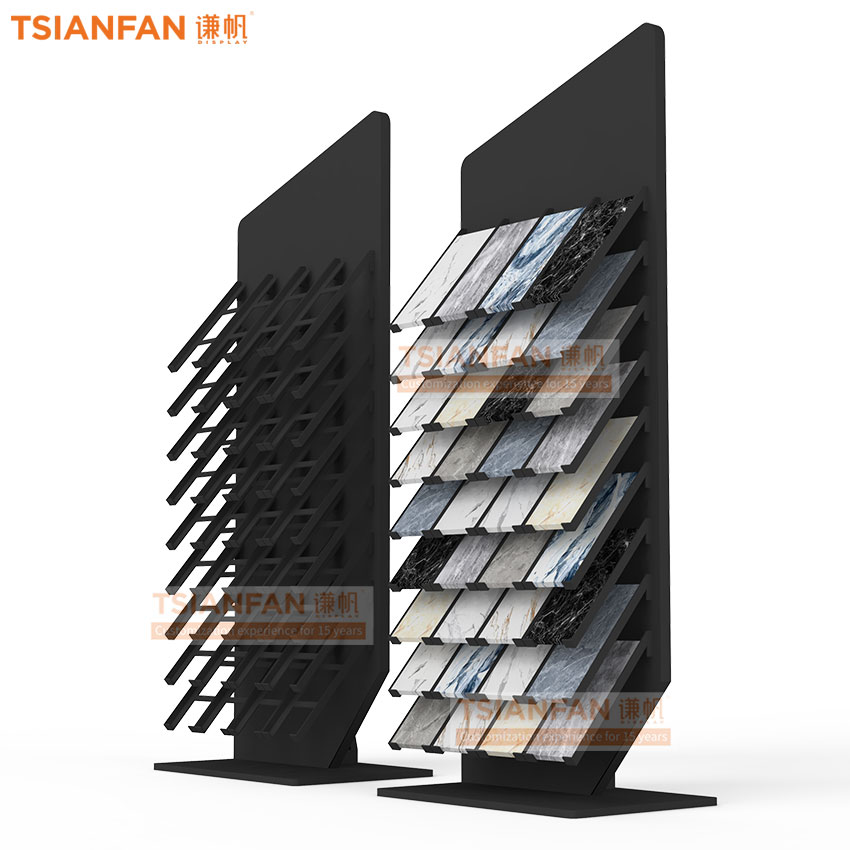 Customize Metal display stand quartz granite marble natural stone sample display flooring stand