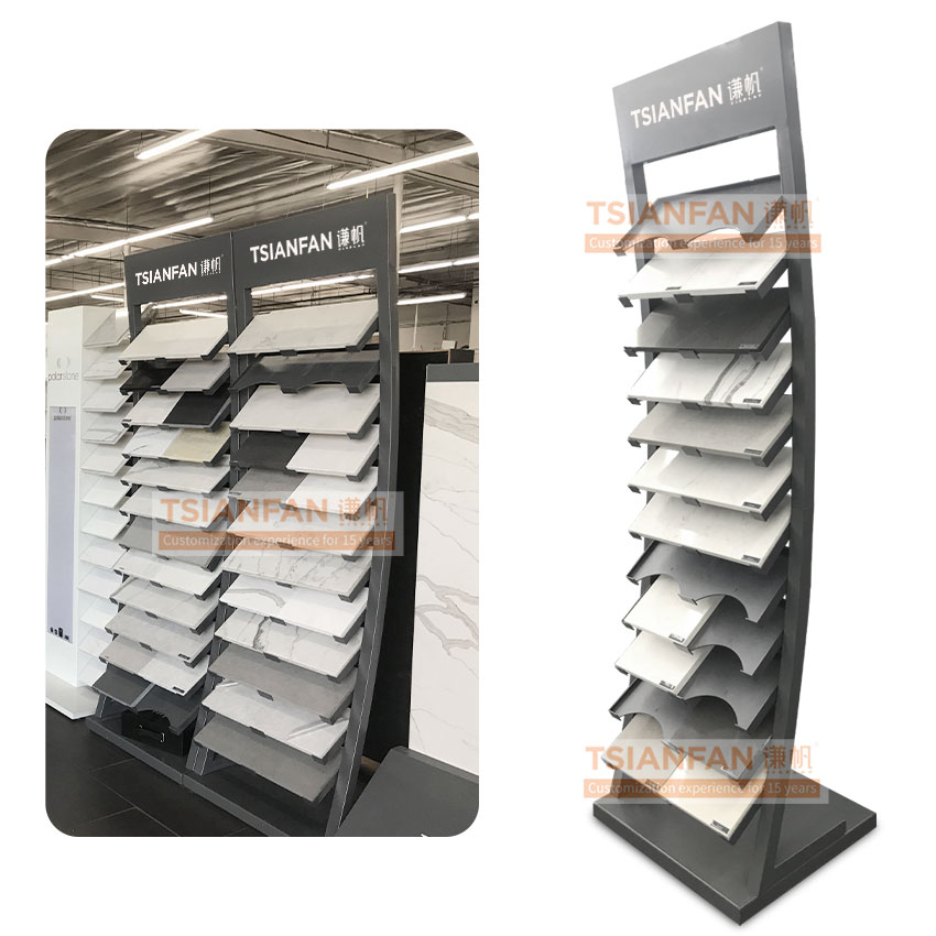 2023 design high quality creamic metal tile marble quartzite natural stone sample display stand
