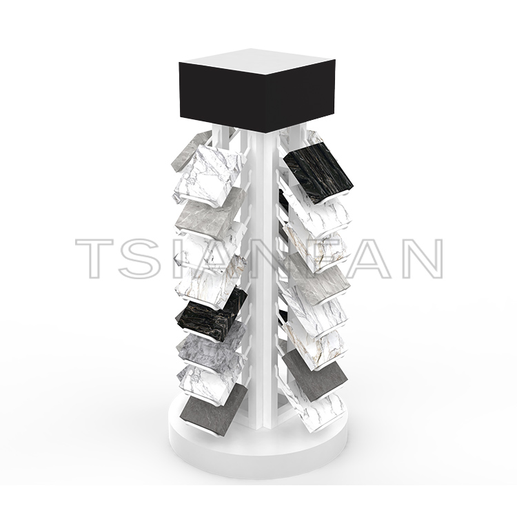 Hot selling rotatable floor marble stone natural stone sample rotating display stand srt3014