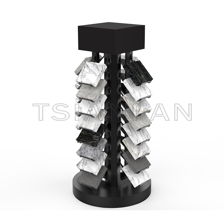 Hot selling rotatable floor marble stone natural stone sample rotating display stand srt3014