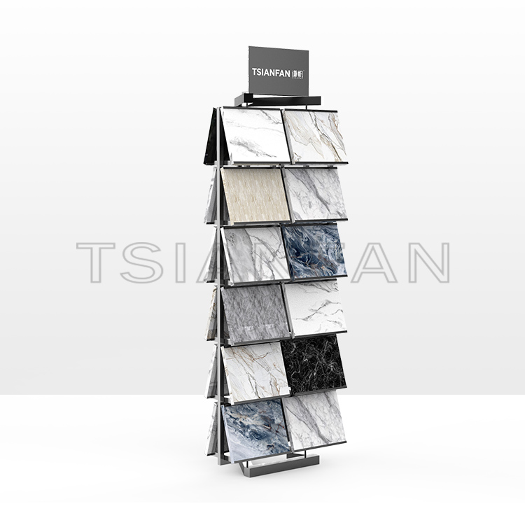 Modern Factory Customize flooring rack tile marble quartzite granite tile stone sample metal display stand srl597