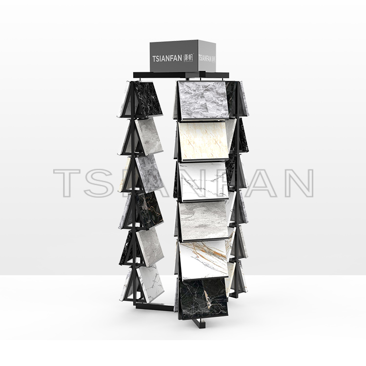 2023 new design waterfall tile stone display stand marble quartzite granite display stand srl598