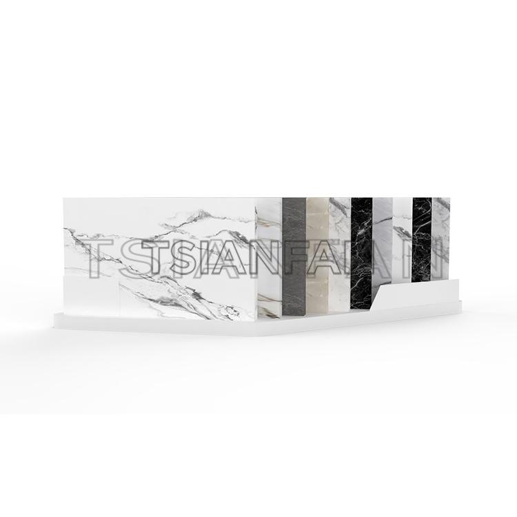 Simple design high-quality metal Quartz marble tabletop display stand stone sample countertop display rack srt712