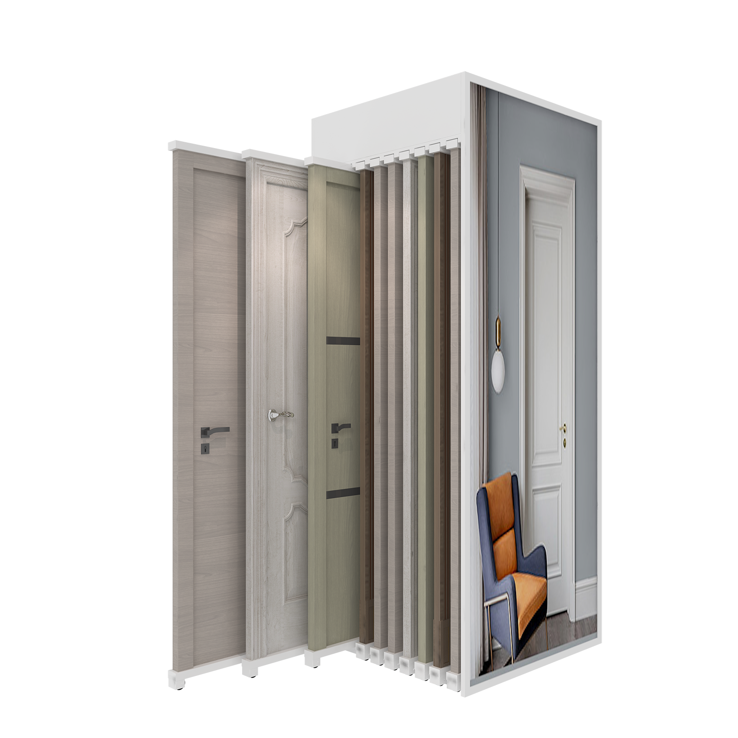 New Design Custom Door Sample Sliding Wooden Cabinet Solid wood floor door rack KK006
