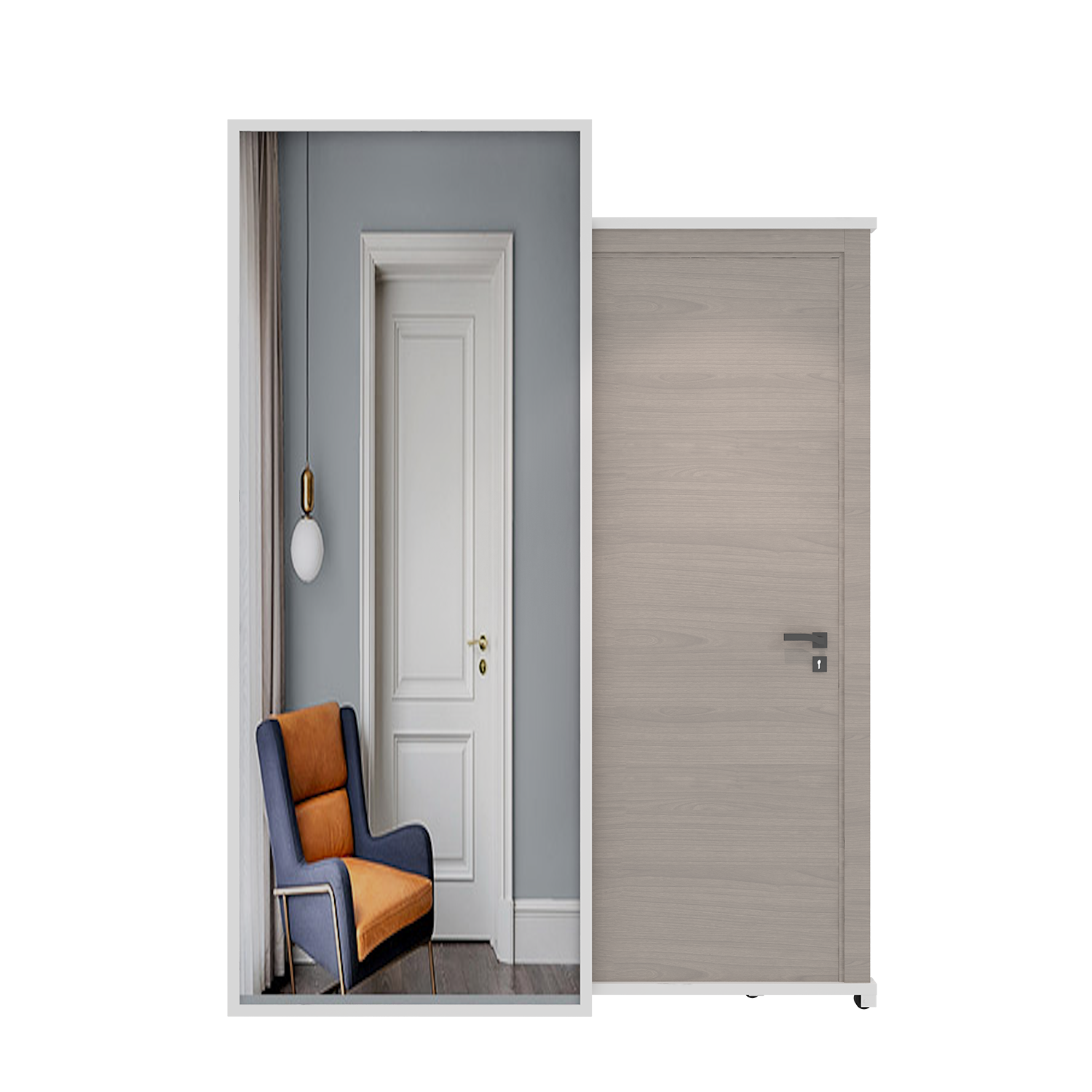 New Design Custom Door Sample Sliding Wooden Cabinet Solid wood floor door rack KK006