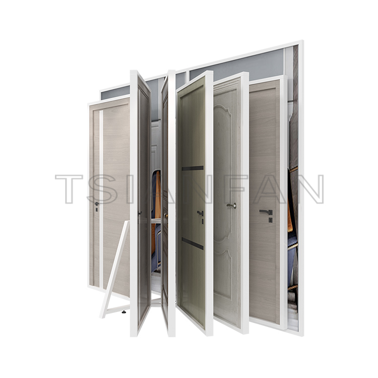 Showroom door page turning display rack sliding rack wood door display frame KK007