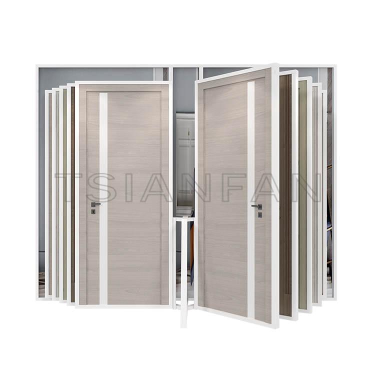 Showroom door page turning display rack sliding rack wood door display frame KK007