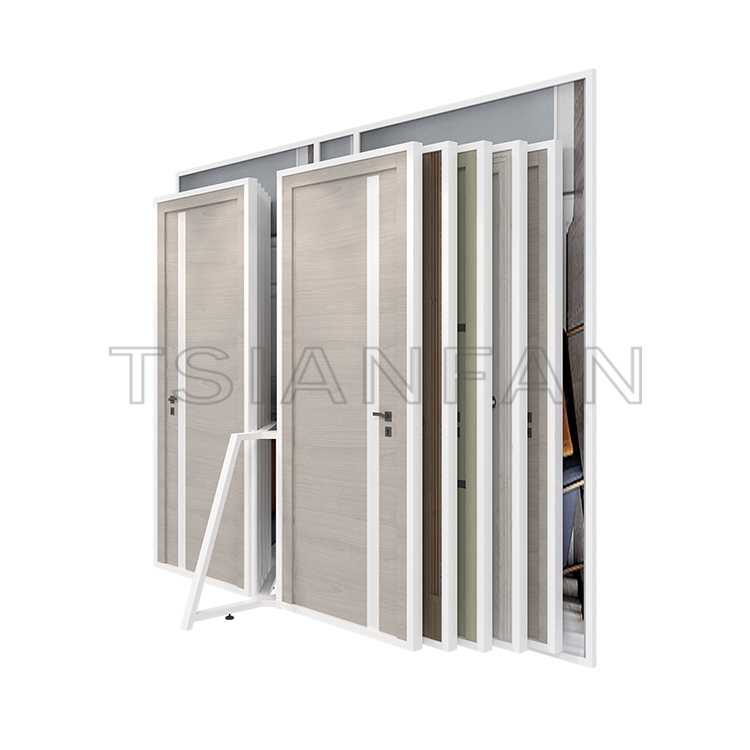 Showroom door page turning display rack sliding rack wood door display frame KK007