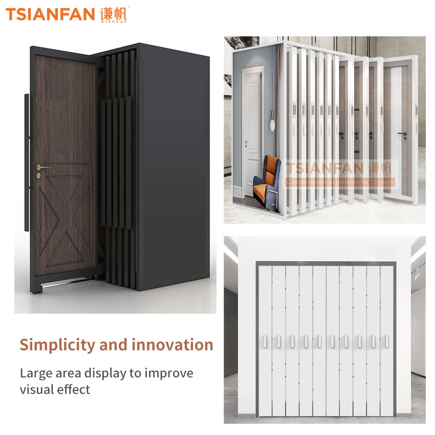 Custom Quality Sliding Door Type Displays Stand Wooden Door Frames Showroom Cabinet