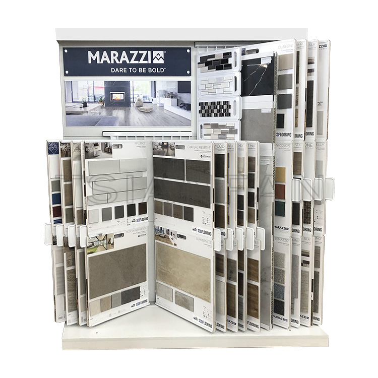Exhibition Hall mosaic page turning tabletop metal display rack-MF013