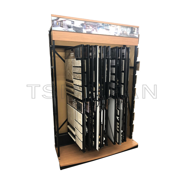 Factory direct sales exhibition hall vertical stone flip metal display frame-MF015