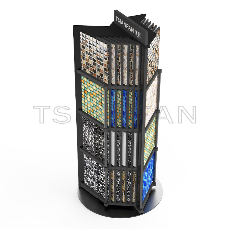 Affordable design rotating mosaic tile stone display shelf-MZ2109