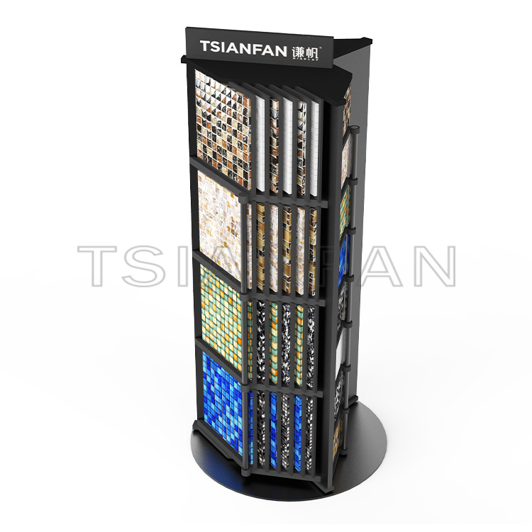 Affordable design rotating mosaic tile stone display shelf-MZ2109