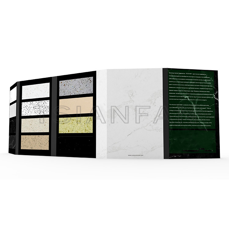 2023 new design exhibition hall quartz stone upright flip book-PPE020