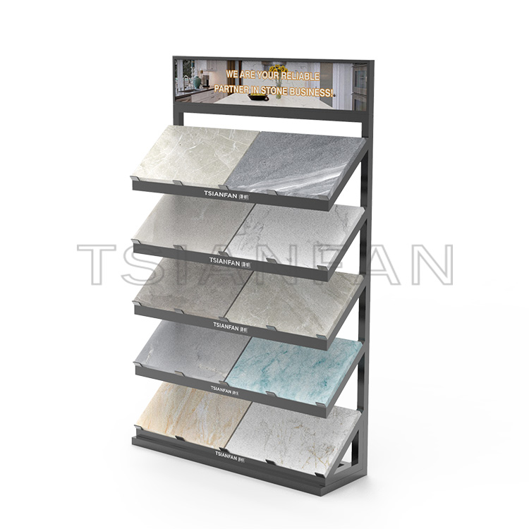 Wholesale Artificial Stone Metal Waterfall Style Display Stand Black -SG901