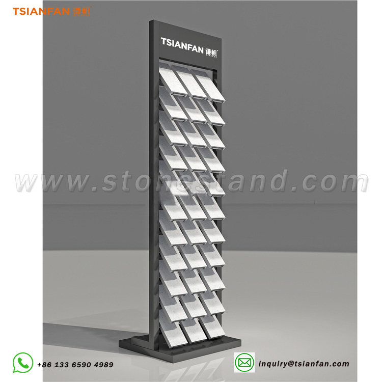 SRL018- Grey matte artificial stone display stand floor retail exhibition layout manufacturer