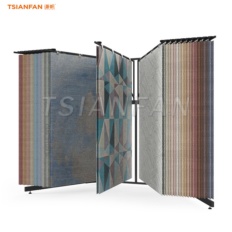 Carpet large panel leaf turning rack floor sample display rack