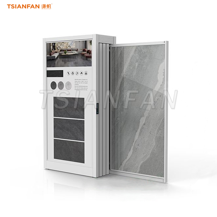 Automatic horizontal sliding frame tile large panel floor display design