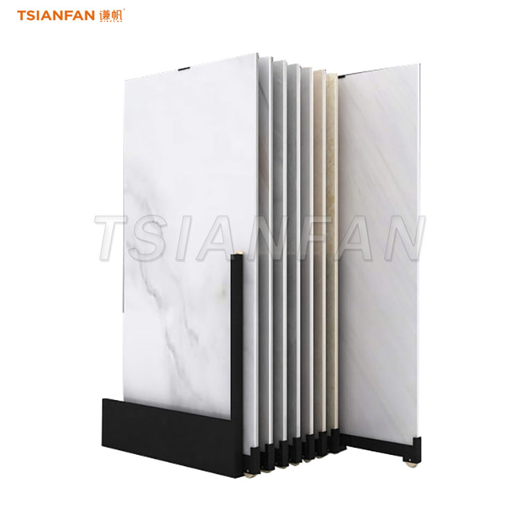 push-pull porcelain tile display stand tiles showroom design