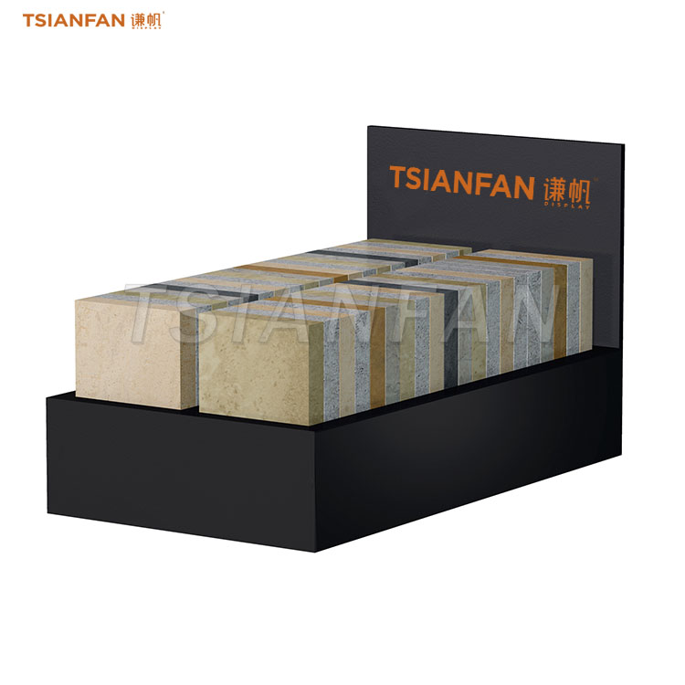 marble stone table top display rack metal display box