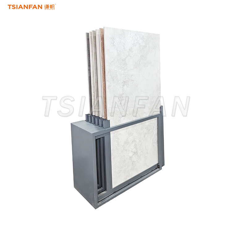 marble quartz stone push pull display rack