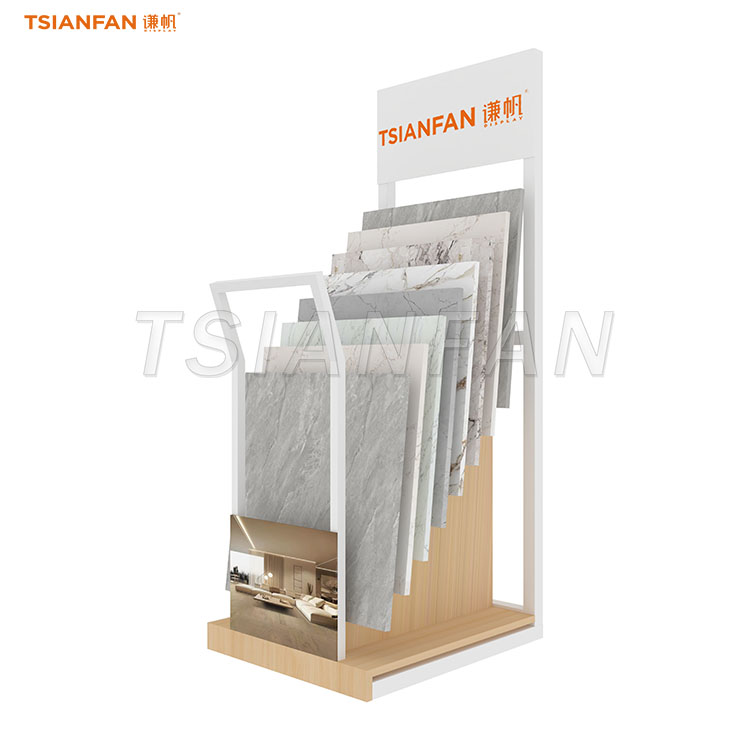 Branded side-panel tile display for showroom floor-SRL955