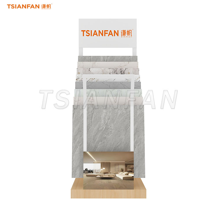 Branded side-panel tile display for showroom floor-SRL955