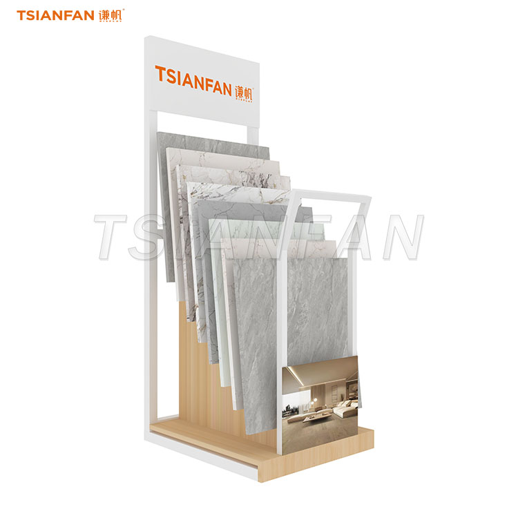 Branded side-panel tile display for showroom floor-SRL955