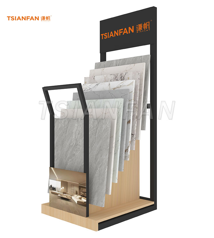 Heavy-Duty Floor-Standing Quartz Sample Display Rack with Reinforced Base-SRL955