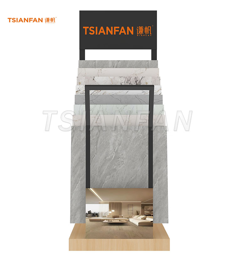 Heavy-Duty Floor-Standing Quartz Sample Display Rack with Reinforced Base-SRL955