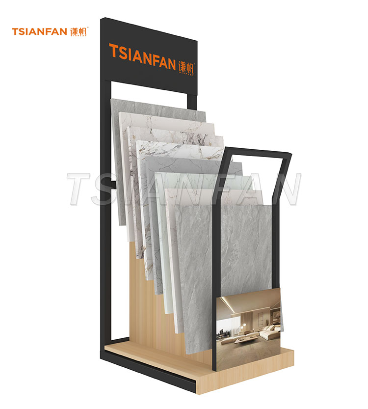 Heavy-Duty Floor-Standing Quartz Sample Display Rack with Reinforced Base-SRL955