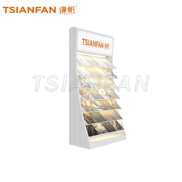 Marble Quartz Stone Sample Display Stand with LED Logo Light Box-CL021