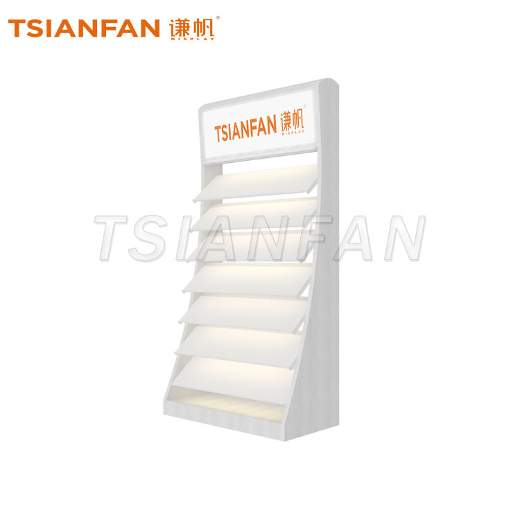 Marble Quartz Stone Sample Display Stand with LED Logo Light Box-CL021