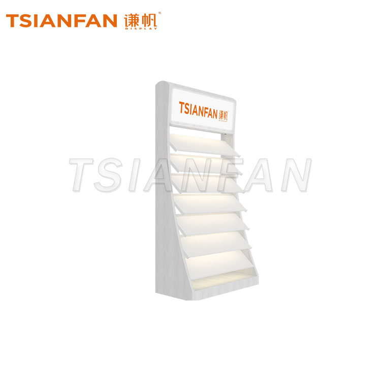 Marble Quartz Stone Sample Display Stand with LED Logo Light Box-CL021