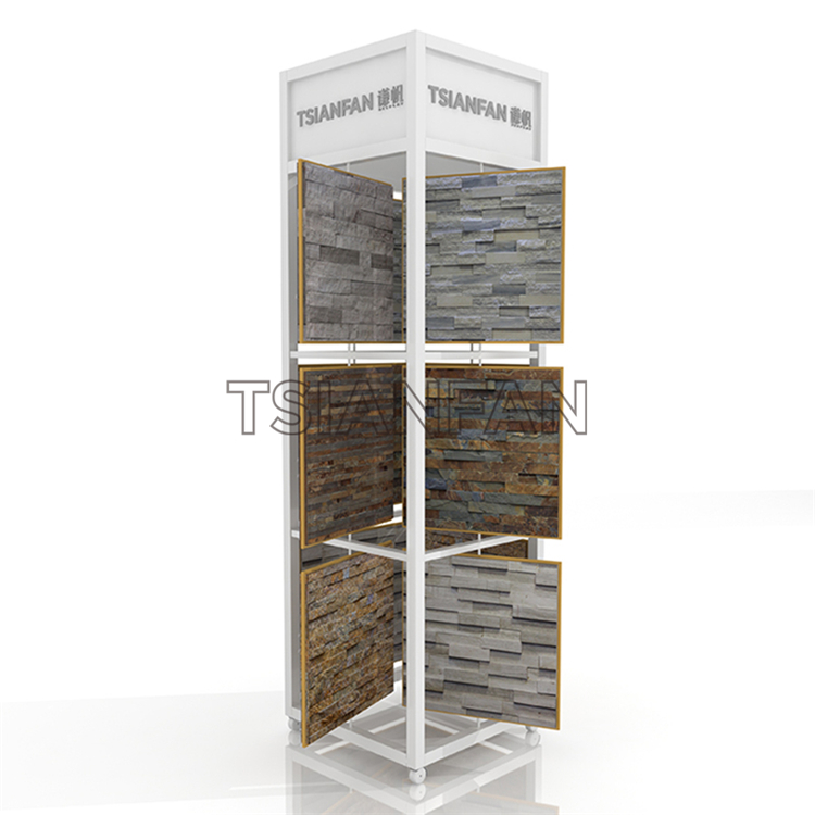 White Rotation Type Metal Display Stand For Culture Stone-SW002